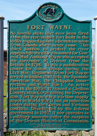 Historic Fort Wayne Michigan Historical Marker